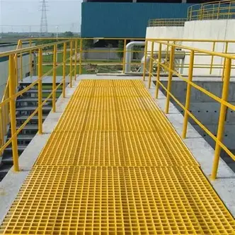 FRP yellow grating walkway with handrails